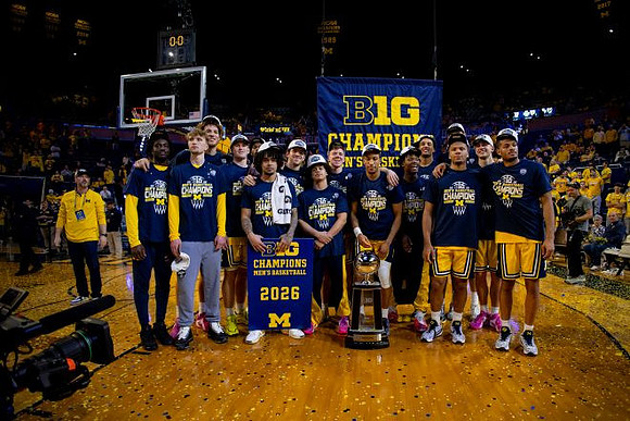 Michigan Team and Big Ten Championship Trophy