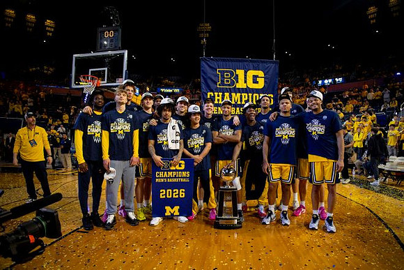 Michigan Team and Big Ten Championship Trophy