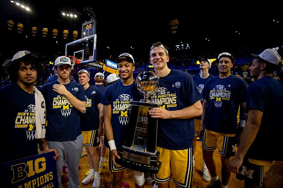 Michigan Team and Big Ten Championship Trophy