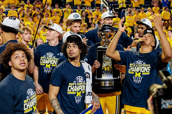 Michigan Team and Big Ten Championship Trophy