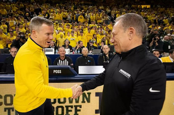 Dusty May and Michigan State Head Coach Tom Izzo