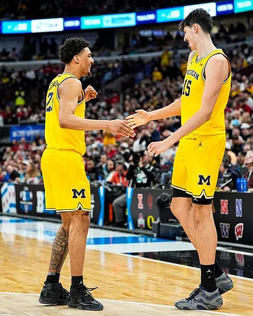 Yaxel Lendeborg (23) and Aday Mara (15)