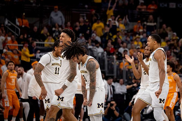 Roddy Gayle Jr. (11), Elliot Cadeau (3), Yaxel Lendeborg (23), Morez Johnson Jr. (21), and Nimari Burnett (4)