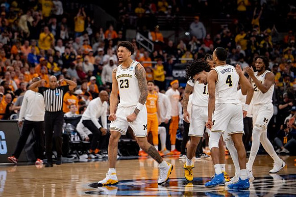 Roddy Gayle Jr. (11), Elliot Cadeau (3), Yaxel Lendeborg (23), Morez Johnson Jr. (21), and Nimari Burnett (4)