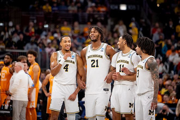 Nimari Burnett (4), Morez Johnson Jr. (21), Roddy Gayle Jr. (11), and Elliot Cadeau (3)