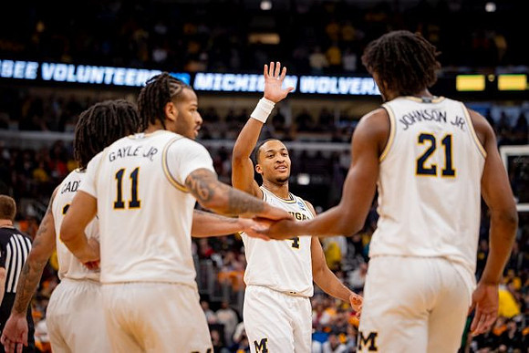 Elliot Cadeau (3), Roddy Gayle Jr. (11), Nimari Burnett (4), and Morez Johnson Jr. (21)