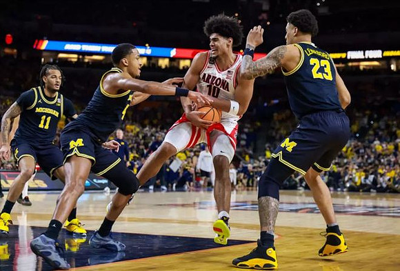Roddy Gayle Jr. (11), Nimari Burnett (4), and Yaxel Lendeborg (23)
