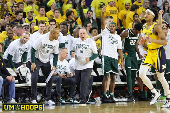 Michigan State Head Coach Tom Izzo and Kobe Bufkin (2)