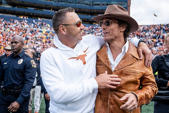 Texas Head Coach Steve Sarkisian and Matthew McConaughey