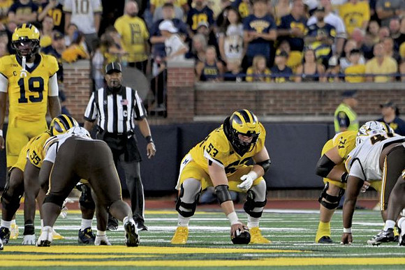 Bryce Underwood (19), Nathan Efobi (55), Jake Guarnera (53), and Evan Link (71)