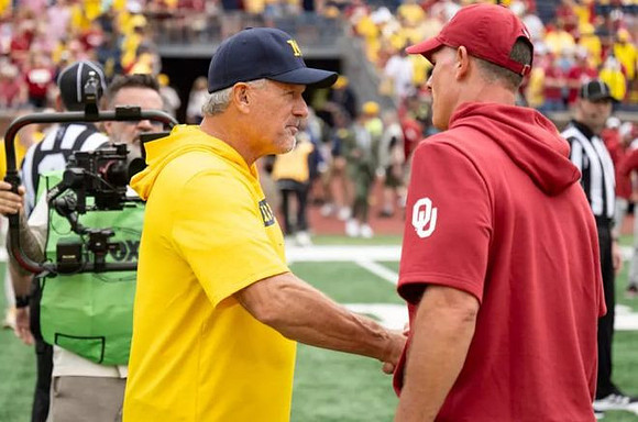 Kyle Whittingham and Oklahoma Head Coach Brent Venables