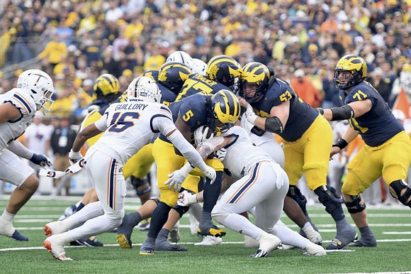 Savion Hiter (5), Blake Frazier (77), Jake Guarnera (53), and Evan Link (71)