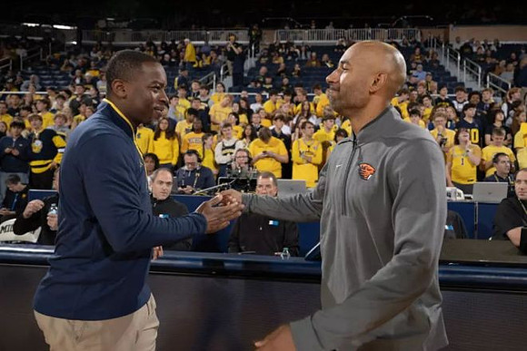 Mike Boynton Jr. and Oregon State Head Coach Justin Joyner