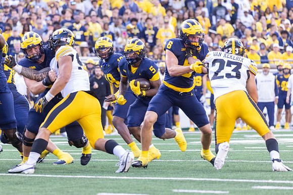 Evan Link (71), Bryce Underwood (19), Savion Hiter (5), and JJ Buchanan (6)