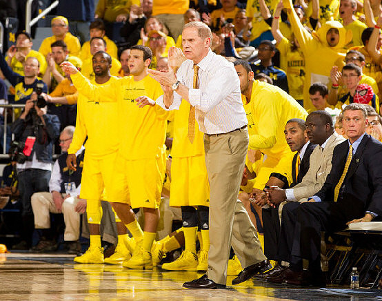 Corey Person (32), Josh Bartelstein (20), John Beilein, Jon Horford (15), LaVall Jordan, Bacari Alexander, and Jeff Meyer