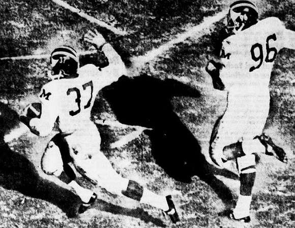 1964 Season-Oregon State: Melvin Anthony (37) and Tom Mack (96)