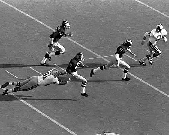 1969 Season-Ohio State: Barry Pierson (29), William Harris (80), and Bruce Elliott (21)