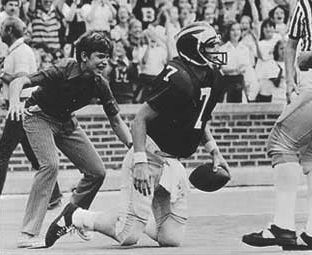 1977 Season-Duke: Rick Leach (7) and Ball Boy Jim Harbaugh