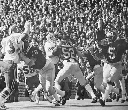 1975 Season-Indiana: Rick Leach (7), Mike Kenn (78), James Czirr (52), Walt Downing (72), and Gordon Bell (5)