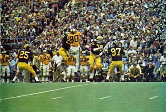 1969 Season-Vanderbilt: Tom Curtis (25), James Betts (23), Richard McCoy (78), and Edward Moore (97)<br>[Bo Schembechler's 1st Game]