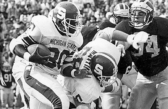 1990 Season-Michigan State: T.J. Osman (94) and Matt Dyson (91)