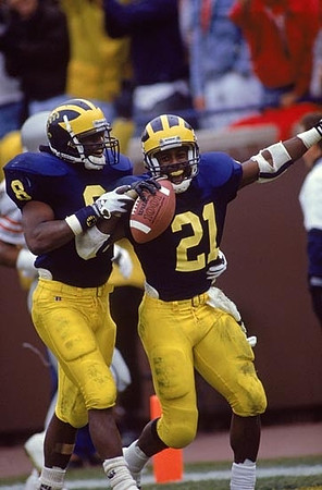 1991 Season-Ohio State: Dwayne Ware (8) and Desmond Howard (21)