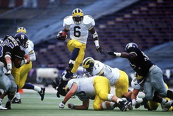 1992 Season-Northwestern: Elvis Grbac (15), Tyrone Wheatley Sr. (6), Robert Doherty (70), Trezelle Jenkins (77), and Marc Milia (67)