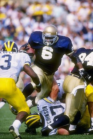1992 Season-Notre Dame: Shonte Peoples (3) and Chris Hutchinson (97)
