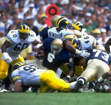 1992 Season-Notre Dame: Marcus Walker (46), Buster Stanley (60), Chris Hutchinson (97), and Tony Henderson (79)