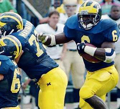 1993 Season-Notre Dame: Tyrone Wheatley Sr. (6) and Joe Marinaro (73)