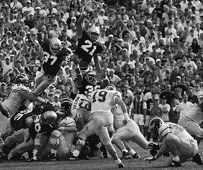 1994 Season-Notre Dame: Remy Hamilton (19), Michael Sullivan (61), and Jay Riemersma (16)