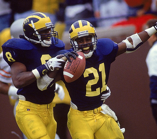 1991 Season-Ohio State: Dwayne Ware (8) and Desmond Howard (21)