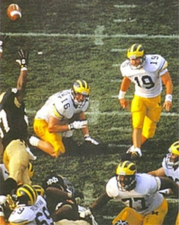 1994 Season-Notre Dame: Remy Hamilton (19), Jay Riemersma (16), Jon Runyan Sr. (69) and Trezelle Jenkins (77)