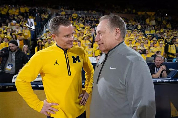 Dusty May and Michigan State Head Coach Tom Izzo