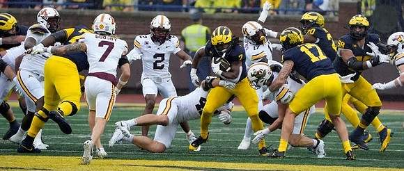 Donovan Edwards (7), Marlin Klein (17), Kalel Mullings (20), and Giovanni El-Hadi (58)
