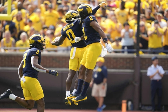 Keon Sabb (3), Mike Sainristil (0), and Will Johnson (2)
