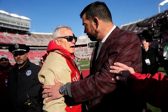 Jim Tressel and Ohio State Head Coach Ryan Day