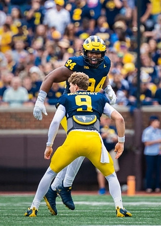 J.J. McCarthy (9) and Kris Jenkins (94)