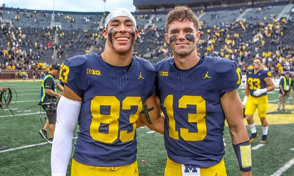 Zack Marshall (83) and Jack Tuttle (13)