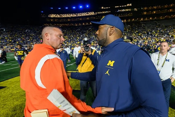 Bowling Green Head Coach Scot Loffler and Sherrone Moore