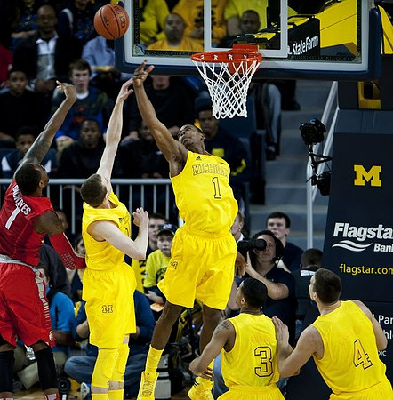 Nik Stauskas (11), Glenn Robinson III (1), Trey Burke (3), and Mitch McGary (4)