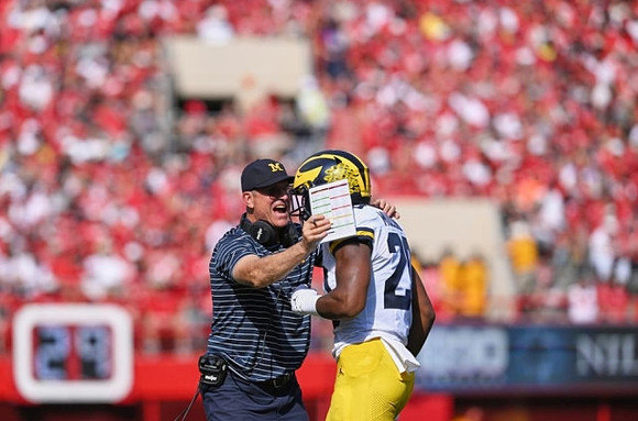 Jim Harbaugh and Kalel Mullings (20)