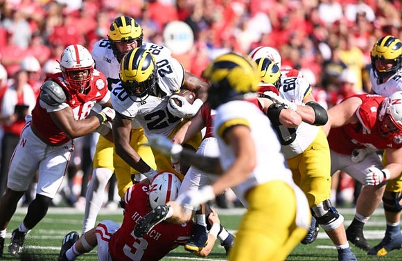 Zak Zinter (65), Kalel Mullings (20), and Drake Nugent (60)