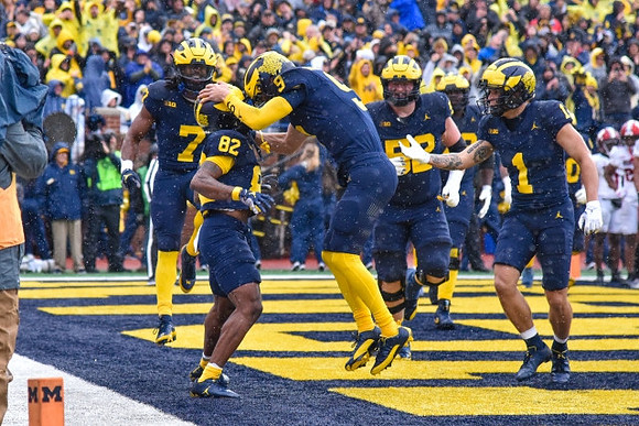 Donovan Edwards (7), Semaj Morgan (82), J.J. McCarthy (9), Karsen Barnhart (52), and Roman Wilson (1)