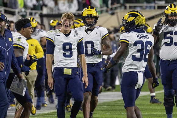 Will Johnson (2), J.J. McCarthy (9), Darrius Clemons (0), Keshaun Harris (36), and Trente Jones (53)