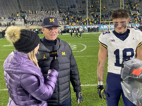 Jim Harbaugh and Colston Loveland (18)