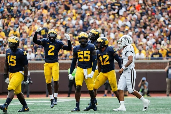 Christopher Hinton (15), Brad Hawkins (2), David Ojabo (55), and Josh Ross (12)