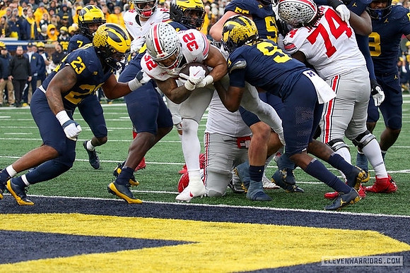 Makari Paige (7), Michael Barrett (23), Rod Moore (9), Mason Graham (55), and Derrick Moore (8)