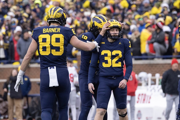 AJ Barner (89), Colston Loveland (18), and James Turner (32)