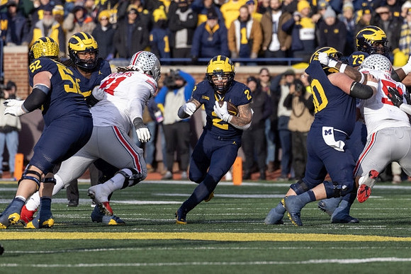 Karsen Barnhart (52), Blake Corum (2), Drake Nugent (60), and LaDarius Henderson (73)